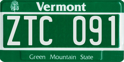 VT license plate ZTC091