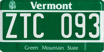 VT license plate ZTC093