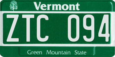 VT license plate ZTC094
