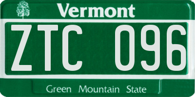 VT license plate ZTC096