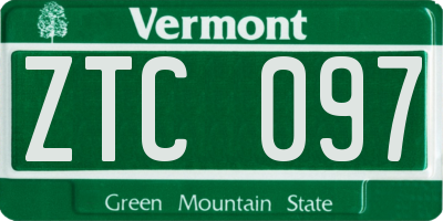 VT license plate ZTC097