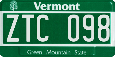 VT license plate ZTC098