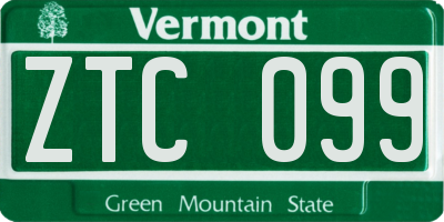VT license plate ZTC099
