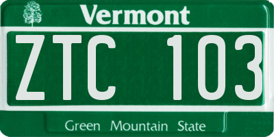VT license plate ZTC103