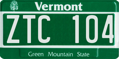 VT license plate ZTC104