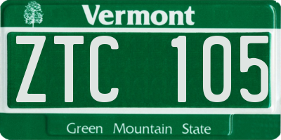 VT license plate ZTC105