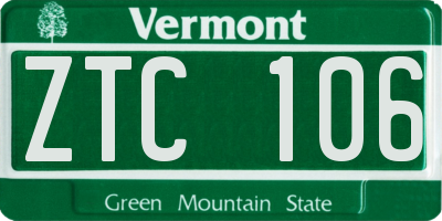 VT license plate ZTC106