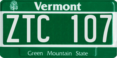 VT license plate ZTC107