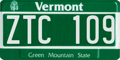 VT license plate ZTC109