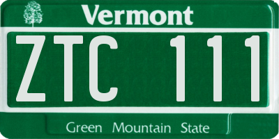 VT license plate ZTC111