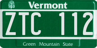 VT license plate ZTC112