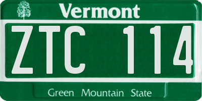 VT license plate ZTC114