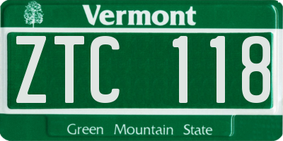 VT license plate ZTC118
