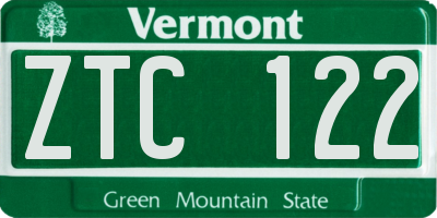 VT license plate ZTC122