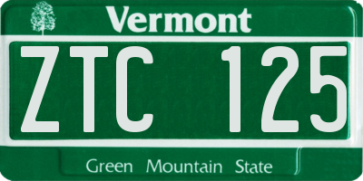 VT license plate ZTC125