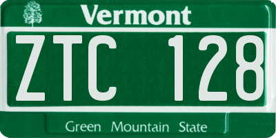 VT license plate ZTC128