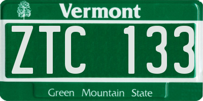 VT license plate ZTC133