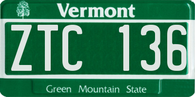VT license plate ZTC136