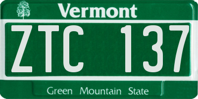 VT license plate ZTC137