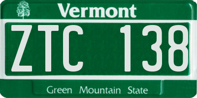 VT license plate ZTC138
