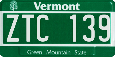 VT license plate ZTC139