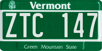 VT license plate ZTC147
