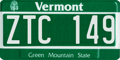 VT license plate ZTC149
