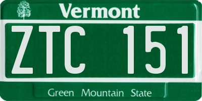 VT license plate ZTC151