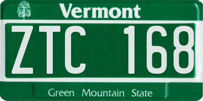 VT license plate ZTC168