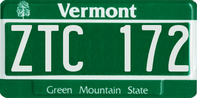 VT license plate ZTC172