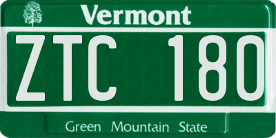 VT license plate ZTC180