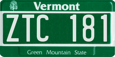 VT license plate ZTC181