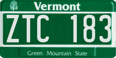 VT license plate ZTC183