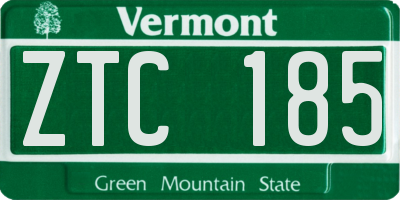 VT license plate ZTC185