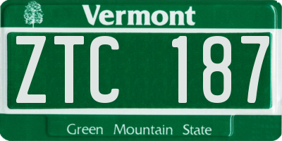 VT license plate ZTC187