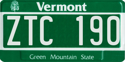 VT license plate ZTC190
