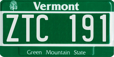 VT license plate ZTC191