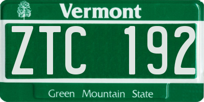 VT license plate ZTC192