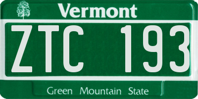 VT license plate ZTC193