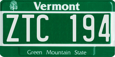 VT license plate ZTC194