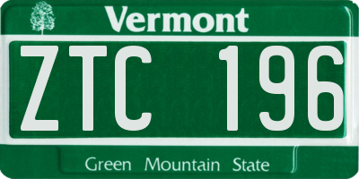 VT license plate ZTC196