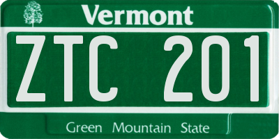 VT license plate ZTC201