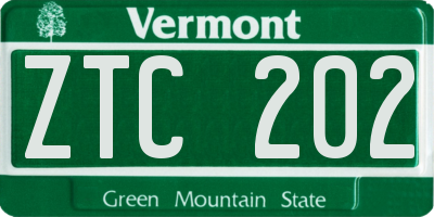 VT license plate ZTC202
