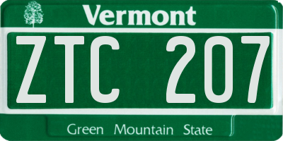 VT license plate ZTC207