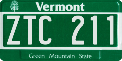 VT license plate ZTC211