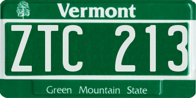 VT license plate ZTC213