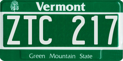 VT license plate ZTC217