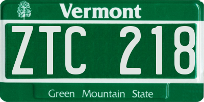 VT license plate ZTC218