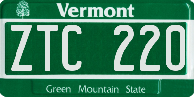 VT license plate ZTC220