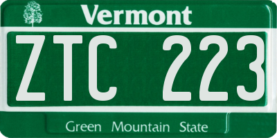 VT license plate ZTC223